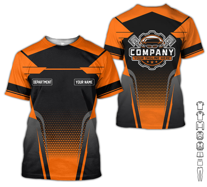 Personalized Name Mechanic Shirt, Mechanic Shirt in Orange, Gift Idea for Auto Technicians, Best Custom Mechanic Shirt