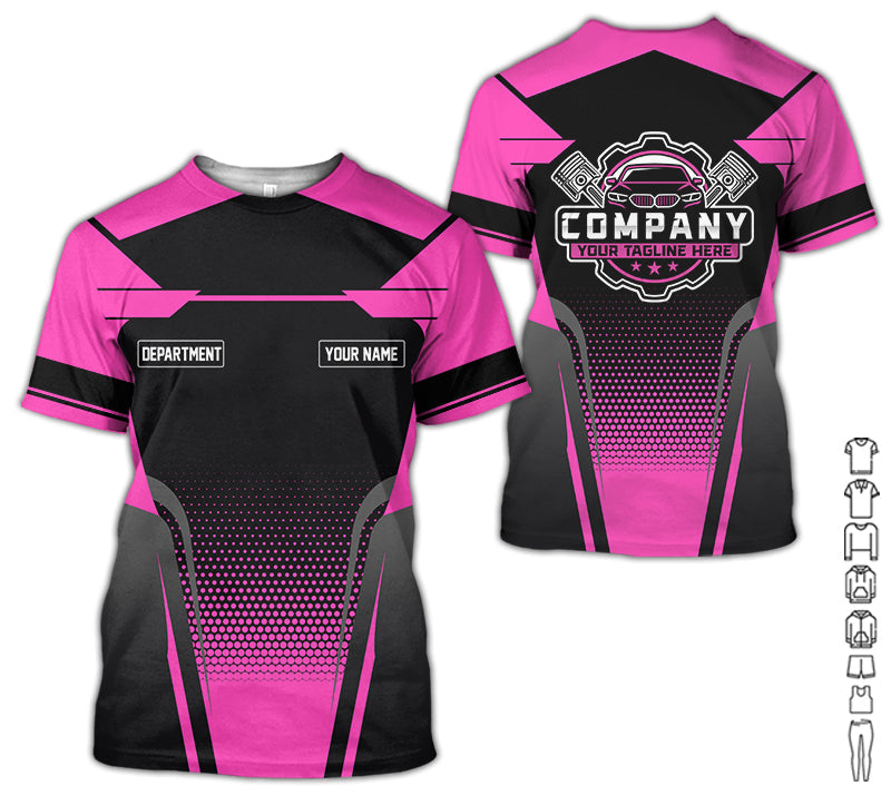 Personalized Name Mechanic Shirt, Mechanic Shirt in Pink, Gift Idea for Auto Technicians, Best Custom Mechanic Shirt