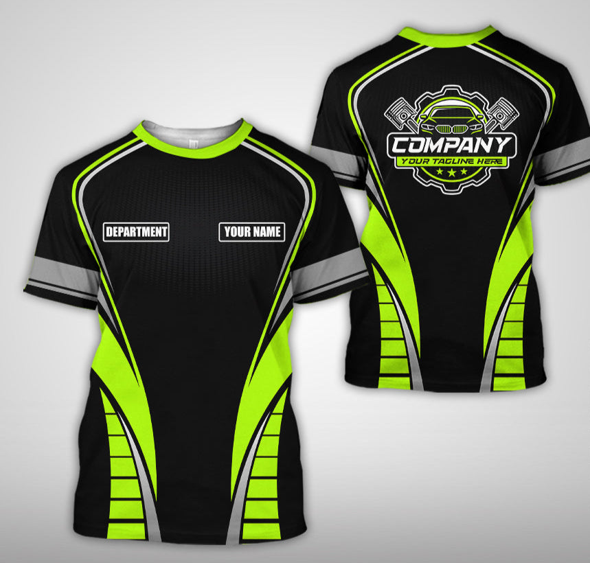 Personalized Mechanic 3D Print Shirt, Yellow Green Mechanic Work Shirt, Gift Idea for Auto Technicians, Comfortable Fit for Men and Women