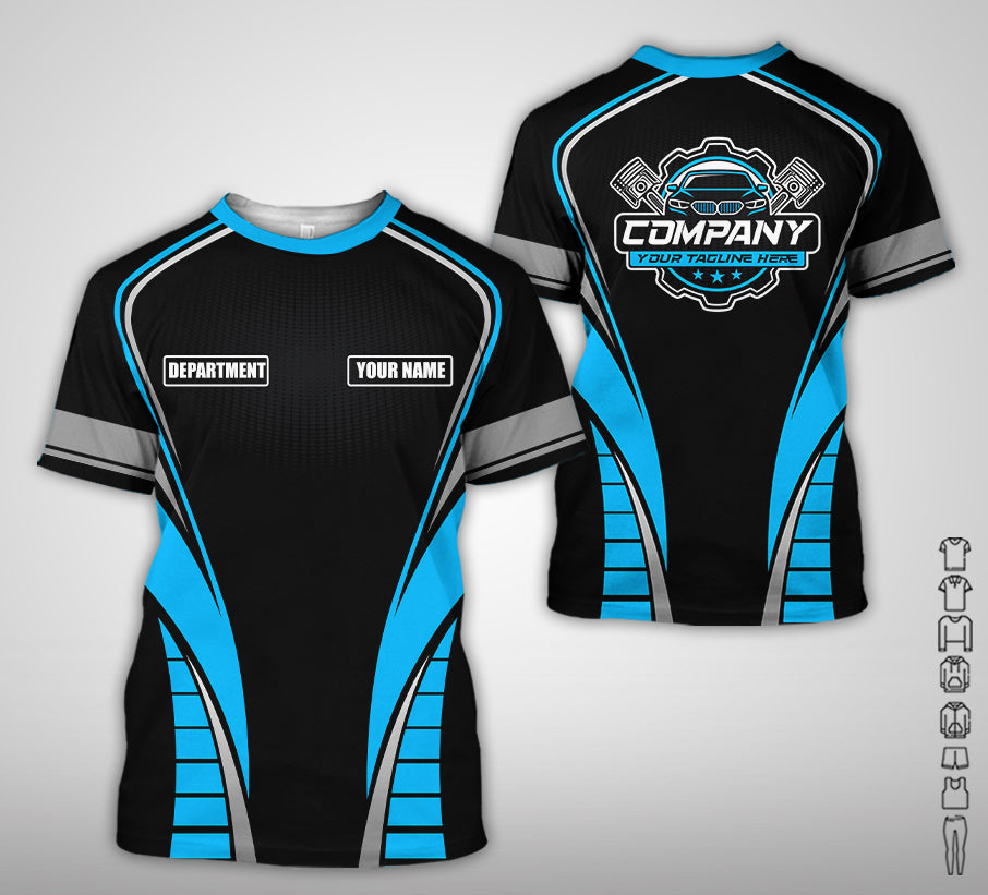 Personalized Mechanic 3D Print Shirt, Blue Mechanic Work Shirt, Gift Idea for Auto Technicians, Comfortable Fit for Men and Women