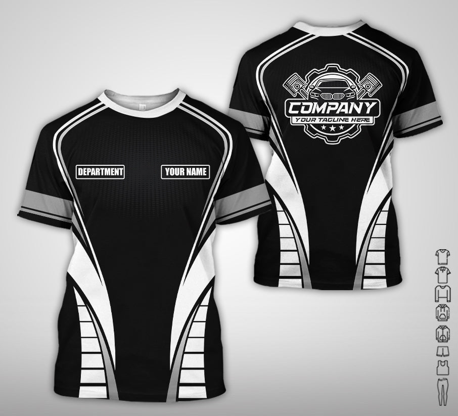 Personalized Mechanic 3D Print Shirt, White Mechanic Work Shirt, Gift Idea for Auto Technicians, Comfortable Fit for Men and Women