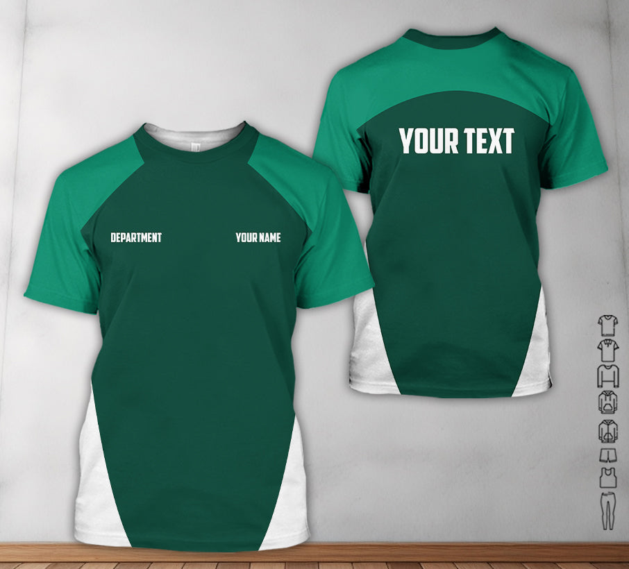Mechanic Shirt with Custom Name & Department, Gift for Mechanic Dad, Husband or Boyfriend, Green Color, Sizes S to 5XL Available