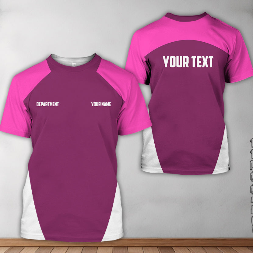 Custom Mechanic Work Shirt with Name & Department, Personalized Uniform Pink Shirt, Apparel Clothing for Men
