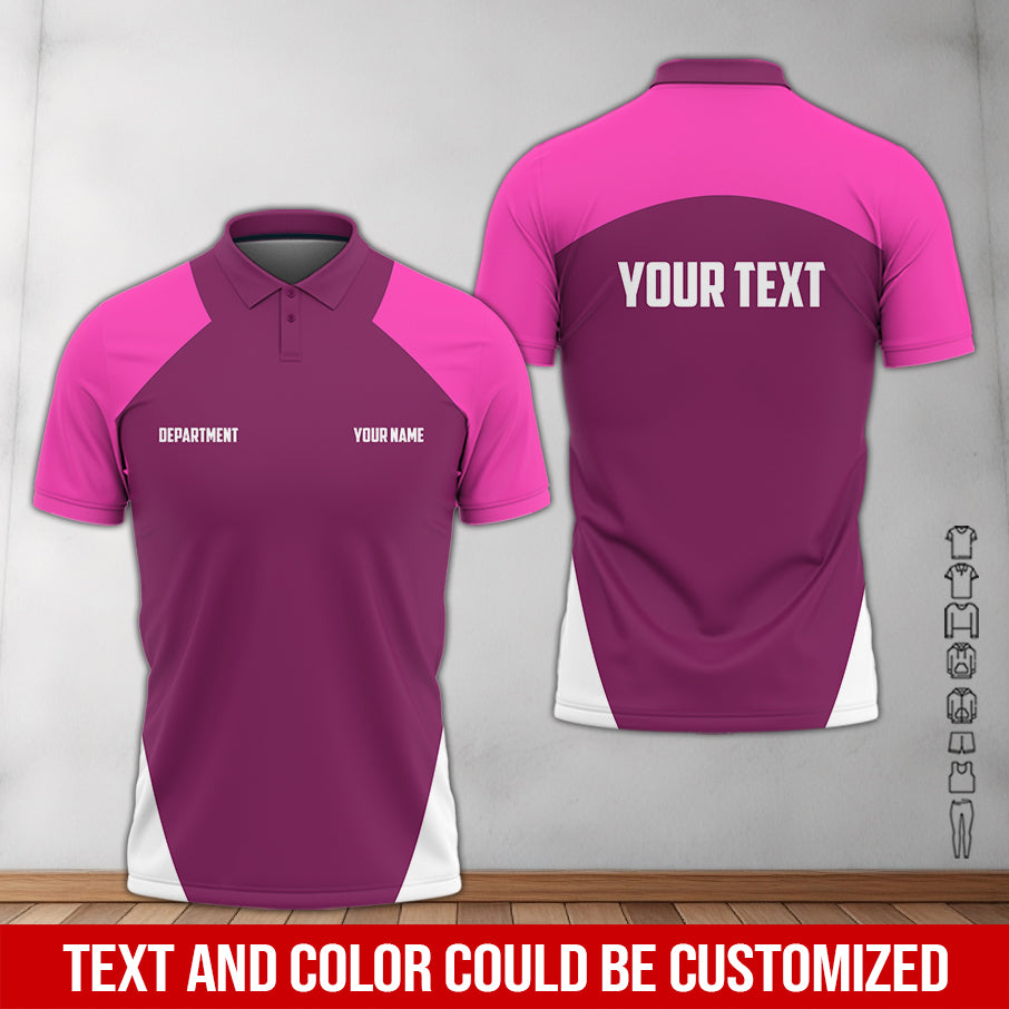 Custom Mechanic Work Shirt with Name & Department, Personalized Uniform Pink Shirt, Apparel Clothing for Men