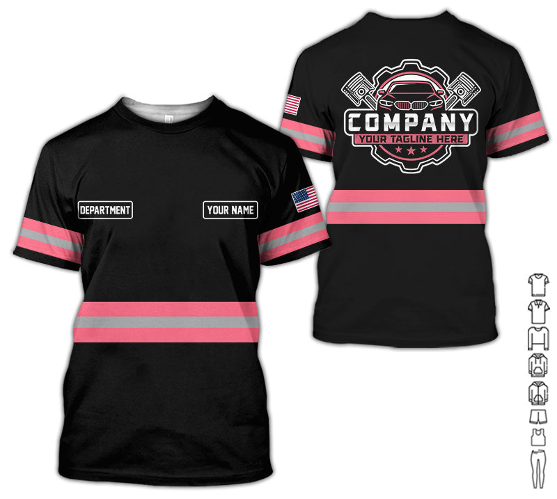 Custom Mechanic Shirt, Gift for Car Lovers, Husband, or Boyfriend, Unisex Fit for Men and Women, Classic Neon Pink Shirt