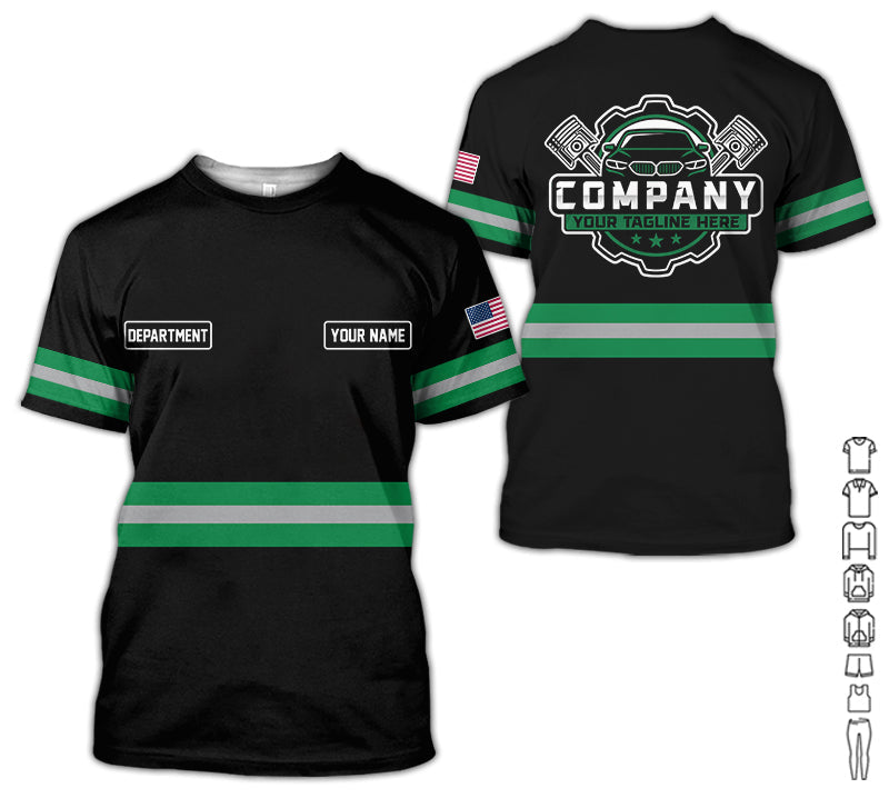 Custom Mechanic Shirt, Gift for Car Lovers, Husband, or Boyfriend, Unisex Fit for Men and Women, Classic Green Shirt