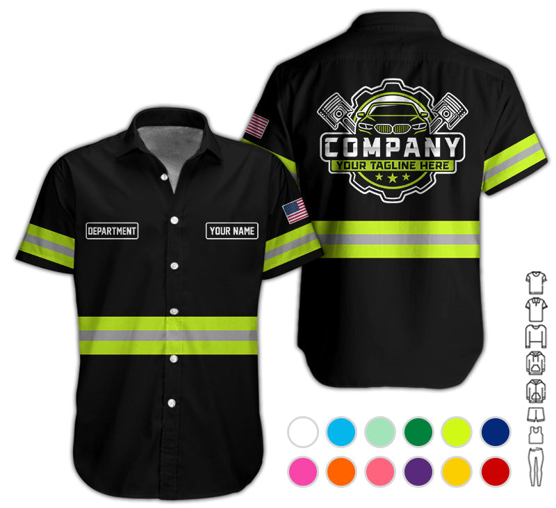 Custom Mechanic Shirt, Gift for Car Lovers, Husband, or Boyfriend, Unisex Fit for Men and Women, Classic Yellow Green Shirt