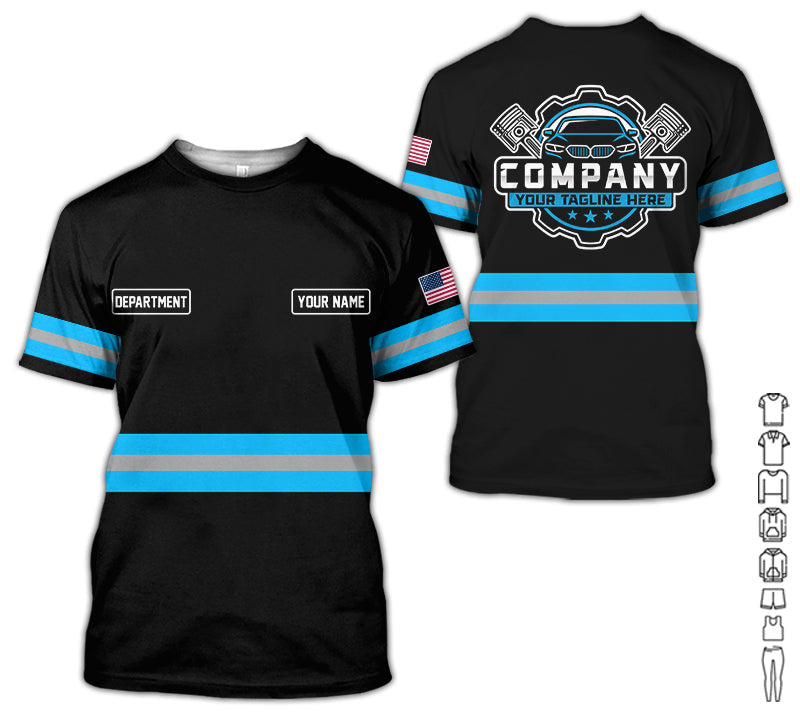 Custom Mechanic Shirt, Gift for Car Lovers, Husband, or Boyfriend, Unisex Fit for Men and Women, Classic Blue Shirt