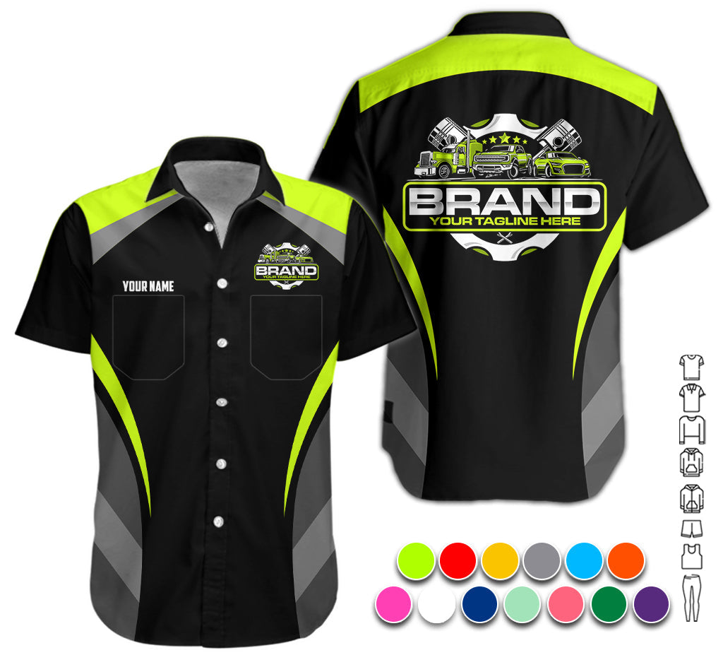 Best Custom Mechanic Shirt for Men, Perfect Gift for Car Guys, Diesel Techs, and Shop Crews, Unisex Yellow Green Mechanic Shirt
