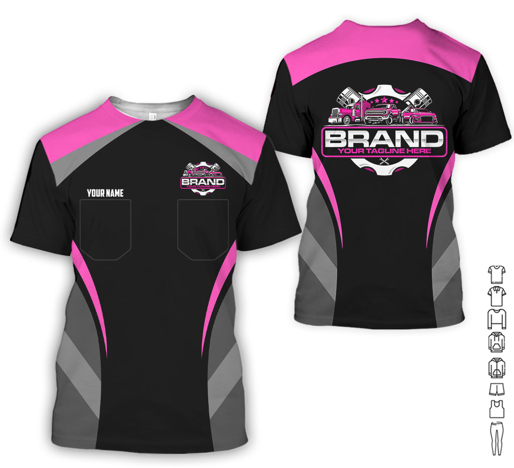 Best Custom Mechanic Shirt for Men, Printed Pocket Shirt, Perfect Gift for Car Guys, Diesel Techs, and Shop Crews, Unisex Pink Mechanic Shirt