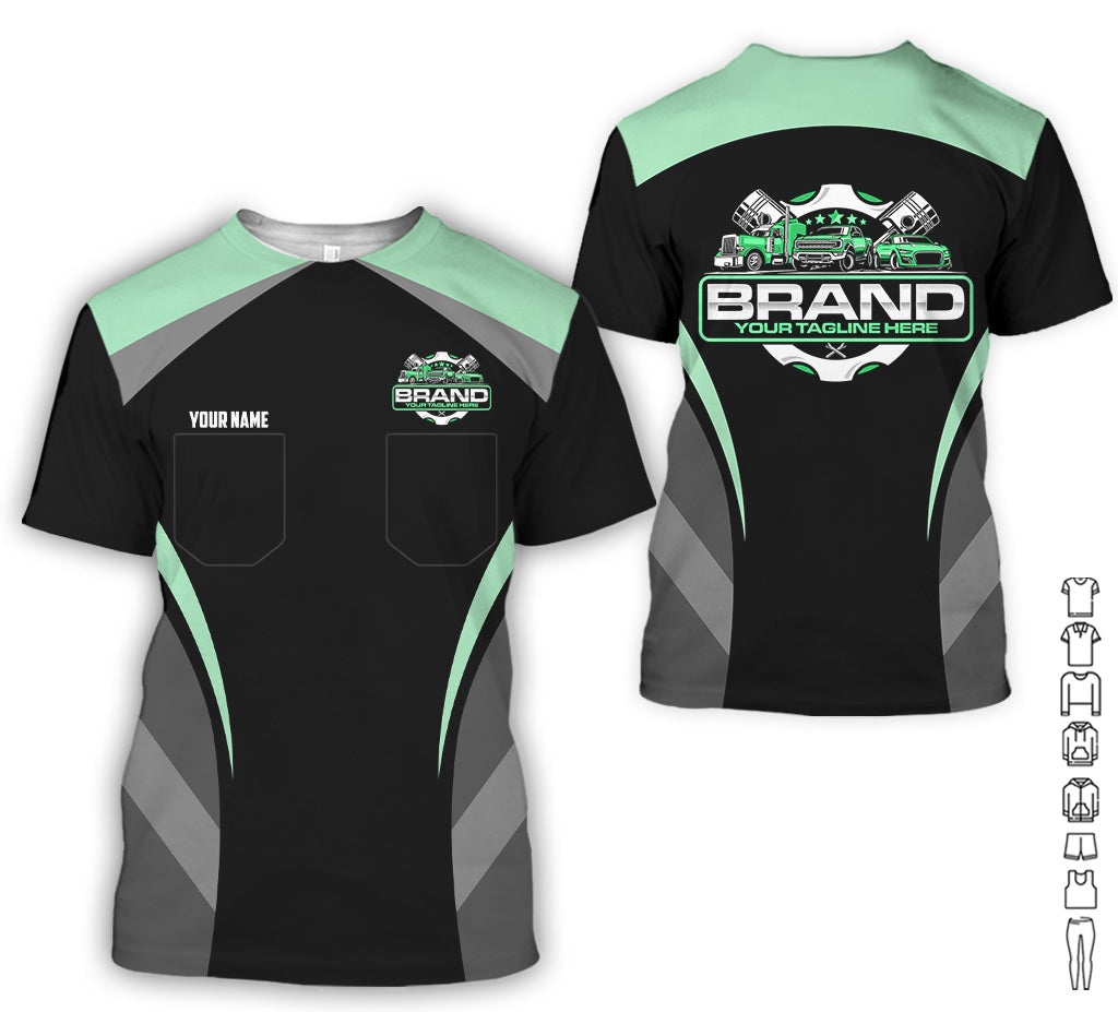 Best Custom Mechanic Shirt for Men, Perfect Gift for Car Guys, Diesel Techs, and Shop Crews, Unisex Seafoam Mechanic Shirt