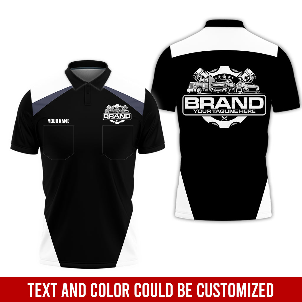 Personalized Mechanic Uniform for Men, 3D Printed Pocket Shirt for Auto Technicians, White, Great Gift for Car Guys