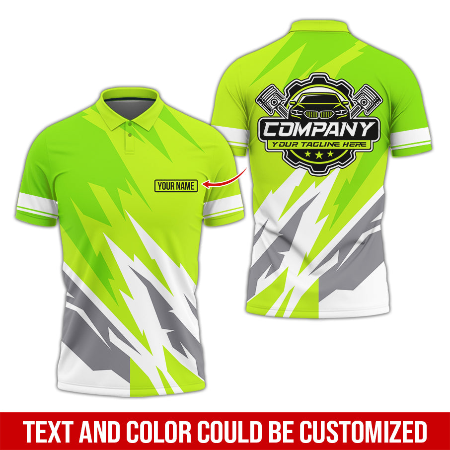 Custom Printed Mechanic Shirt, Great Gift for Husband, Yellow Green Color, Comfortable Daily Fit, Size S to 5XL