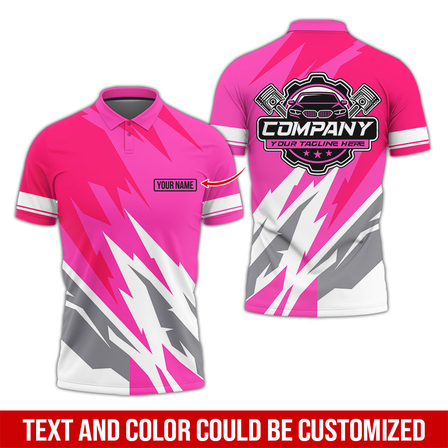 Custom Printed Mechanic Shirt, Great Gift for Husband, Pink Color, Comfortable Daily Fit, Size S to 5XL