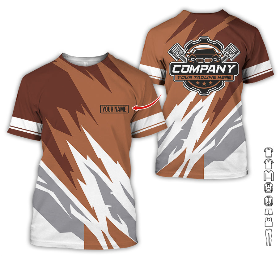 Custom Printed Mechanic Shirt, Great Gift for Husband, Brown Color, Comfortable Daily Fit, Size S to 5XL