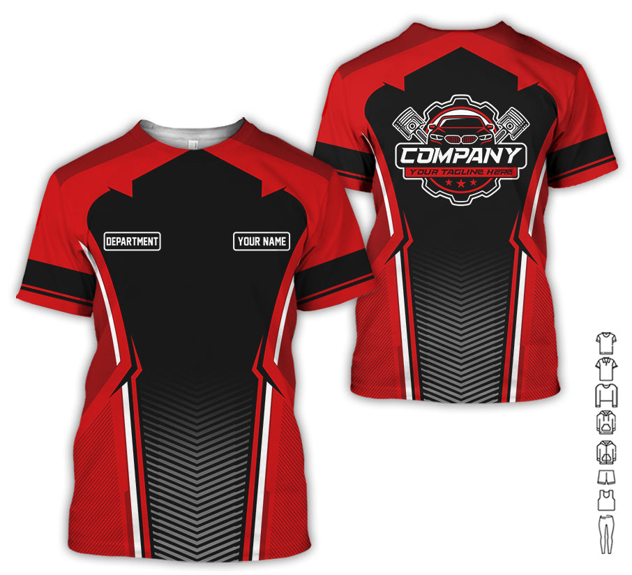 Personalized Mechanic Uniform, Red Shirt for Technicians, Comfortable Workwear for Men, Great Gift for Father’s Day, Birthday, or Husband