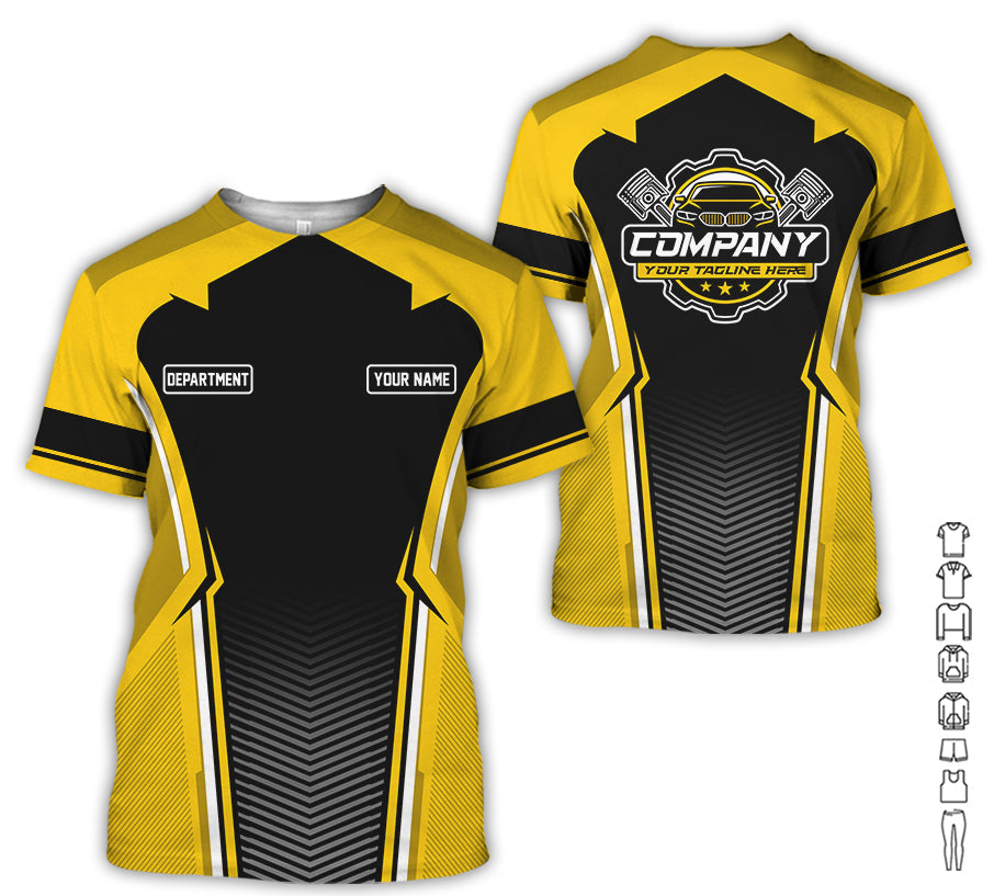 Personalized Mechanic Uniform, Yellow Shirt for Technicians, Comfortable Workwear for Men, Great Gift for Father’s Day, Birthday, or Husband