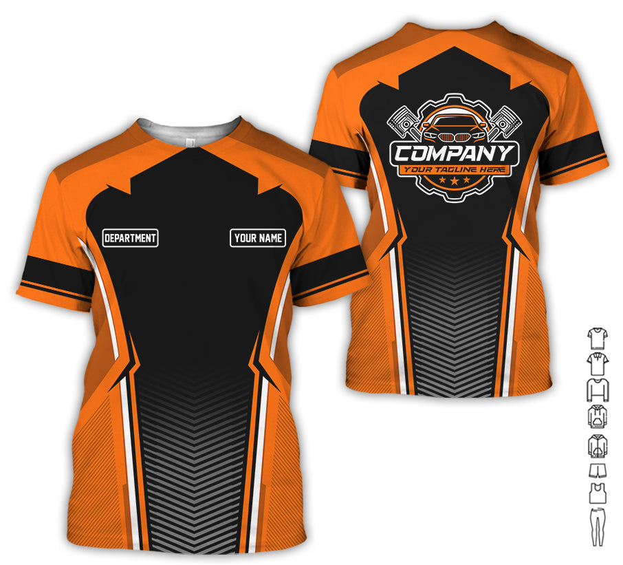 Personalized Mechanic Uniform, Orange Shirt for Technicians, Comfortable Workwear for Men, Great Gift for Father’s Day, Birthday, or Husband