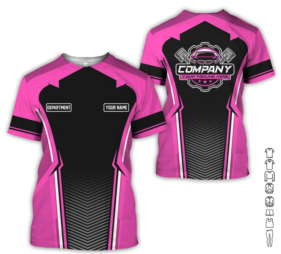 Personalized Mechanic Uniform, Pink Shirt for Technicians, Comfortable Workwear for Men, Great Gift for Father’s Day, Birthday, or Husband