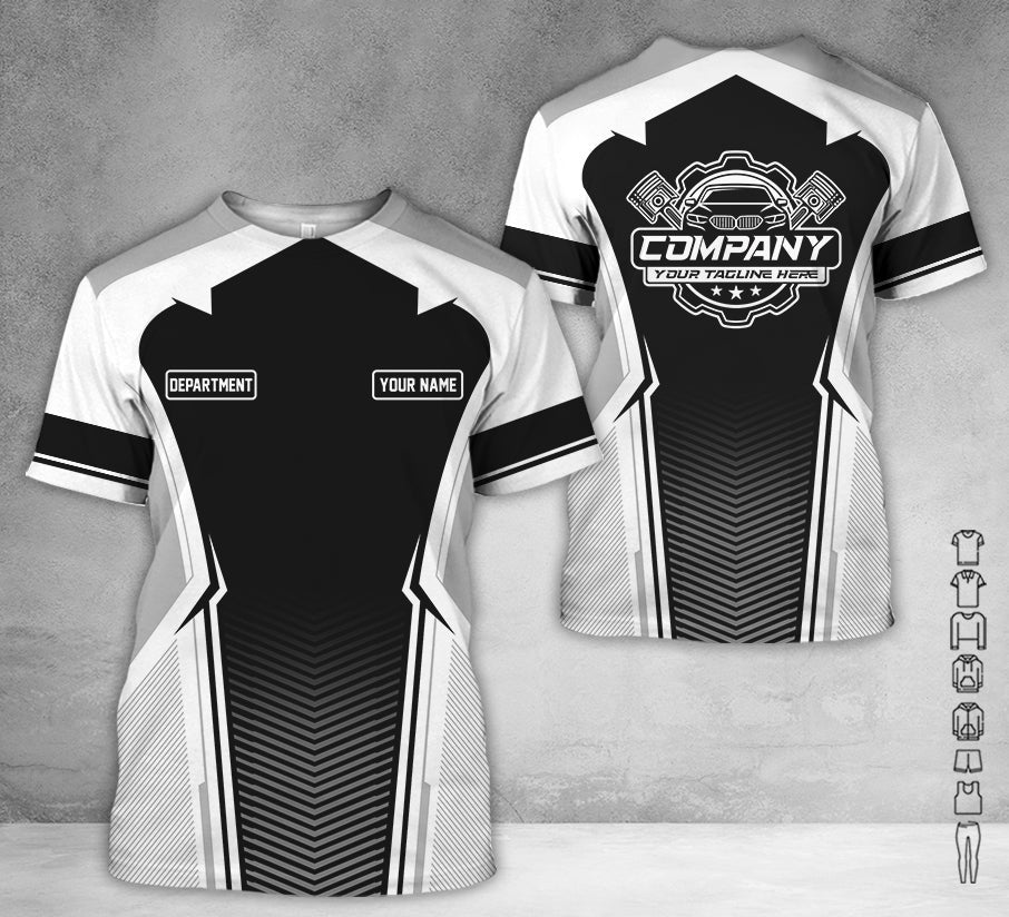 Personalized Mechanic Uniform, White Shirt for Technicians, Comfortable Workwear for Men, Great Gift for Father’s Day, Birthday, or Husband