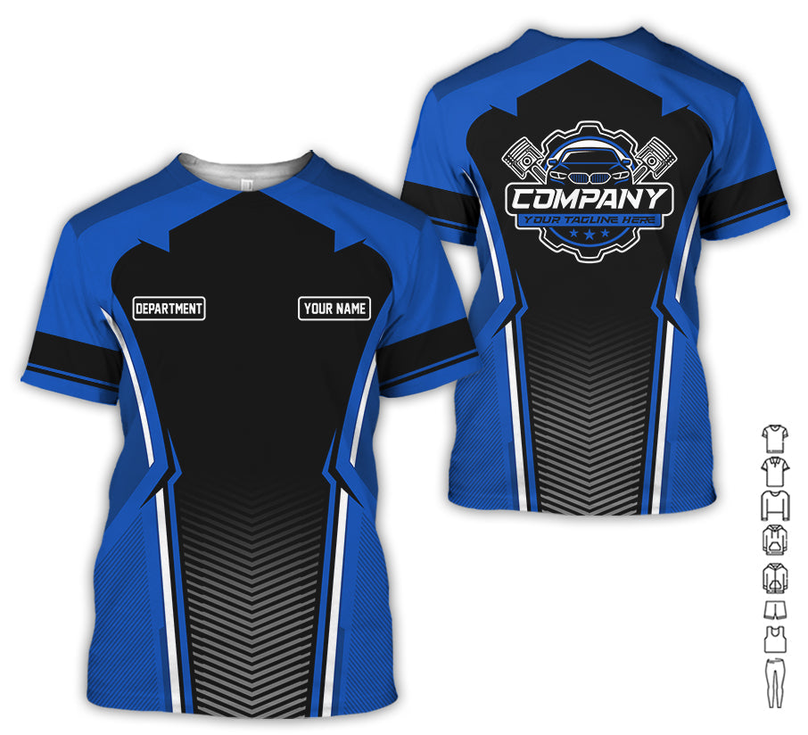 Personalized Mechanic Uniform, Blue Shirt for Technicians, Comfortable Workwear for Men, Great Gift for Father’s Day, Birthday, or Husband