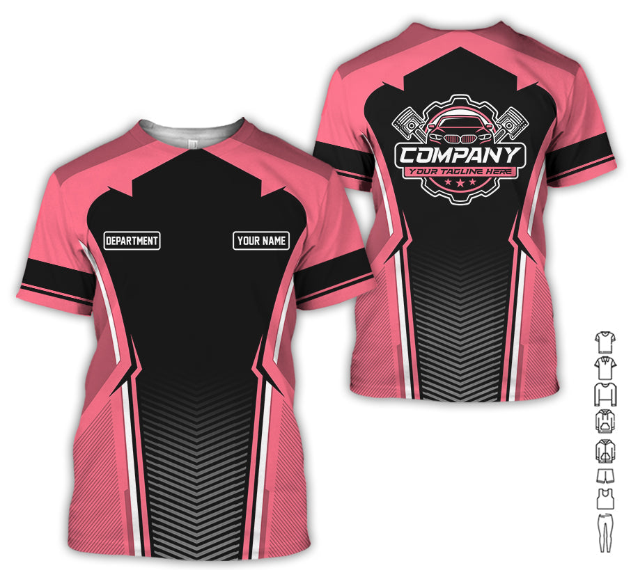 Personalized Mechanic Uniform, Neon Pink Shirt for Technicians, Comfortable Workwear for Men, Great Gift for Father’s Day, Birthday, or Husband