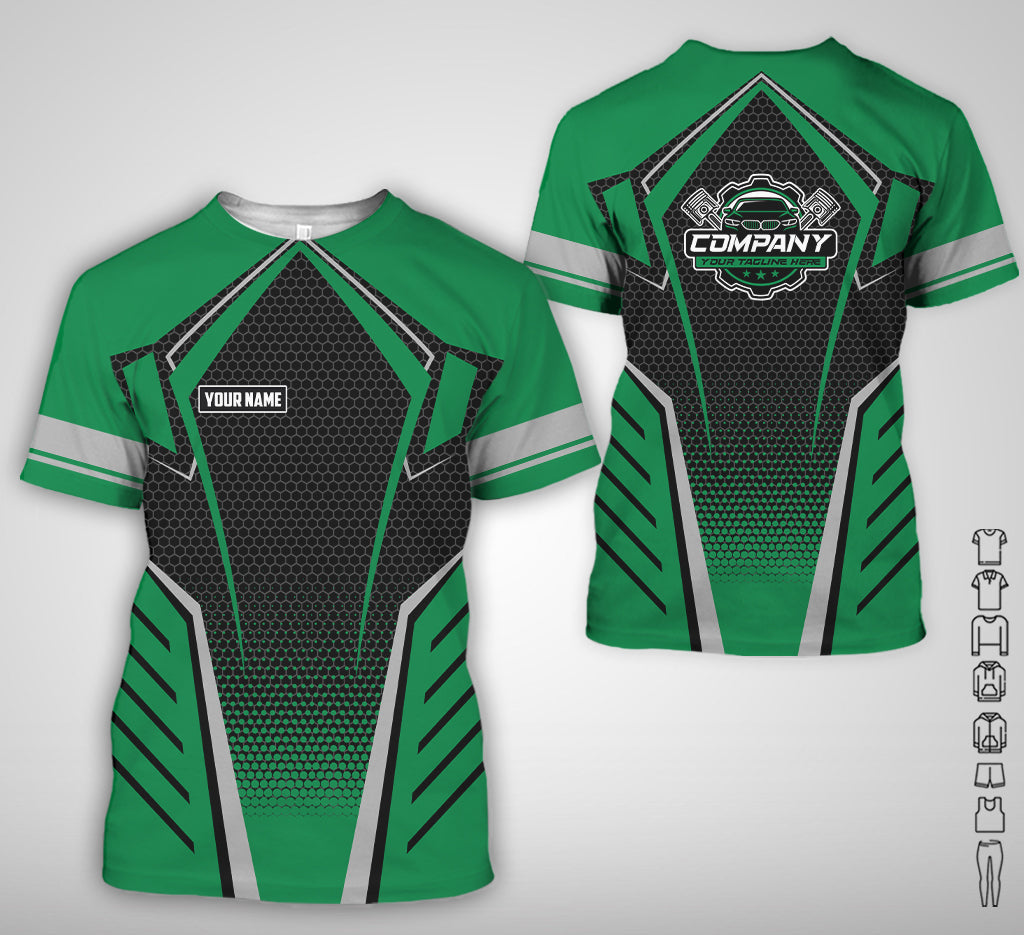 Custom Mechanic Work Shirt with Name, Gift for Technicians and Car Guys, Mechanic Shirt In Green, Sizes S to 5XL