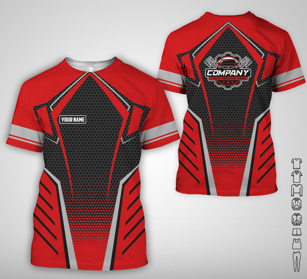 Custom Mechanic Work Shirt with Name, Gift for Technicians and Car Guys, Mechanic Shirt In Red, Sizes S to 5XL