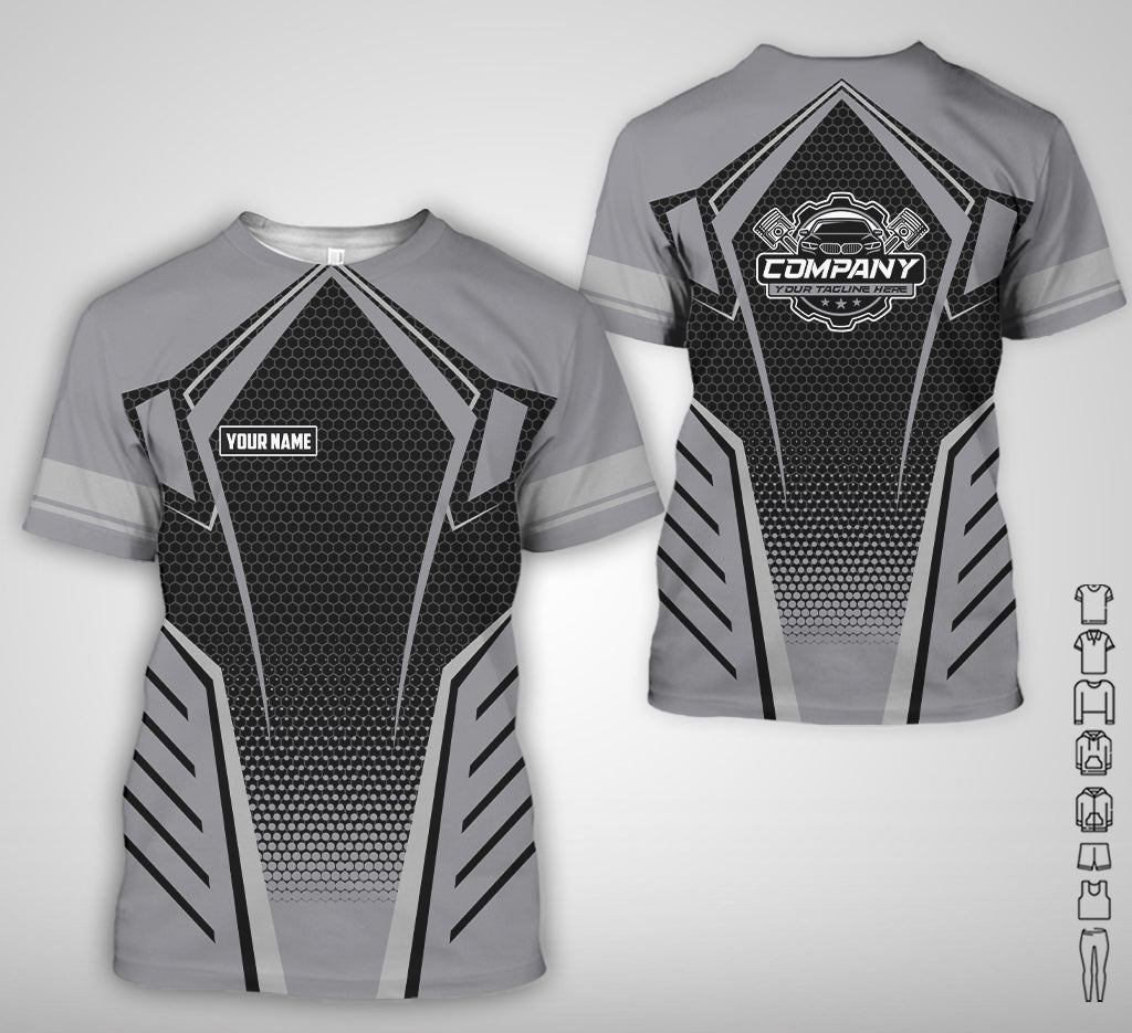 Custom Mechanic Work Shirt with Name, Gift for Technicians and Car Guys, Mechanic Shirt In Grey, Sizes S to 5XL