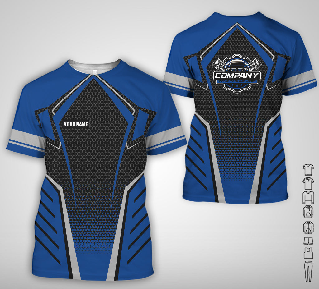 Custom Mechanic Work Shirt with Name, Gift for Technicians and Car Guys, Mechanic Shirt In Navy, Sizes S to 5XL