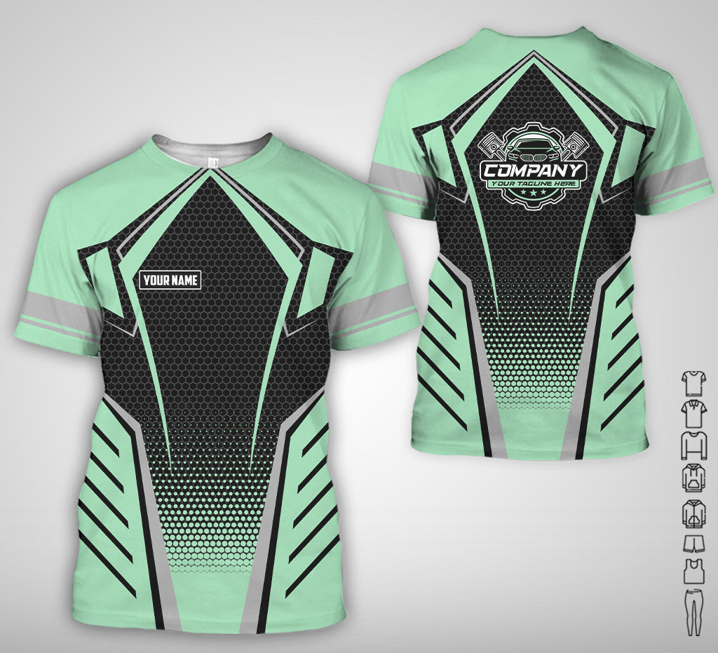 Custom Mechanic Work Shirt with Name, Gift for Technicians and Car Guys, Mechanic Shirt In Seafoam, Sizes S to 5XL