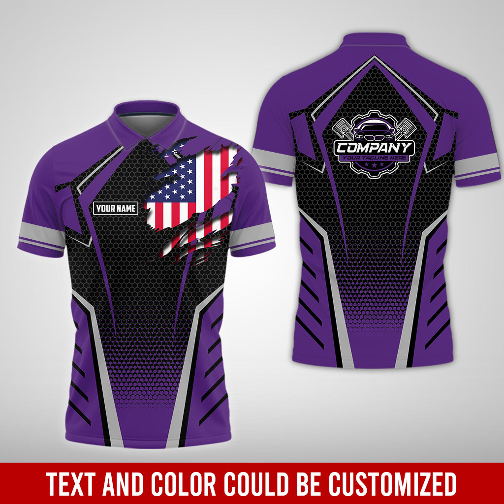 Custom Mechanic Shirt with Name, Purple Garage Uniform, Gift for Car Guys & Technicians, Comfortable Daily Fit, Perfect Garage Apparel