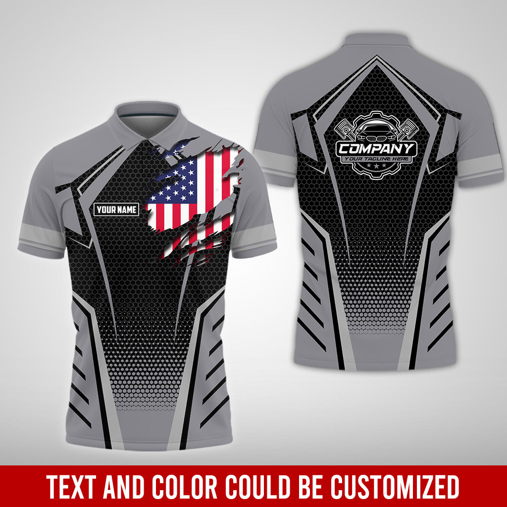 Custom Mechanic Shirt with Name, Grey Garage Uniform, Gift for Car Guys & Technicians, Comfortable Daily Fit, Perfect Garage Apparel