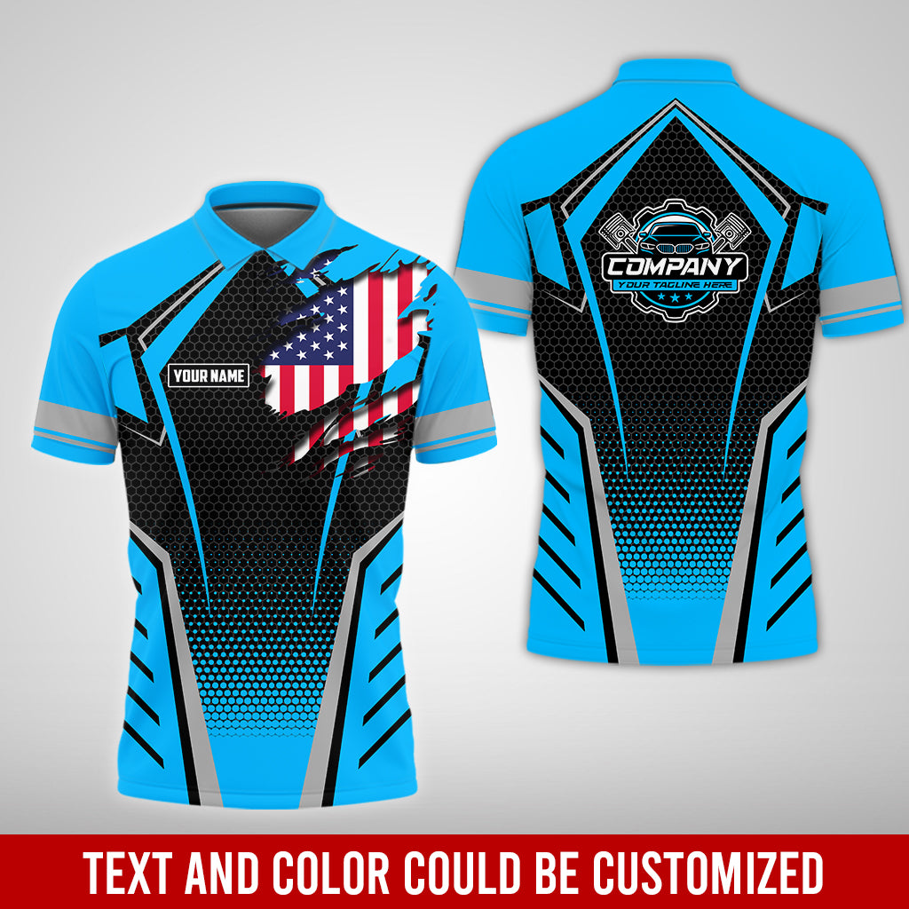 Custom Mechanic Shirt with Name, Blue Garage Uniform, Gift for Car Guys & Technicians, Comfortable Daily Fit, Perfect Garage Apparel