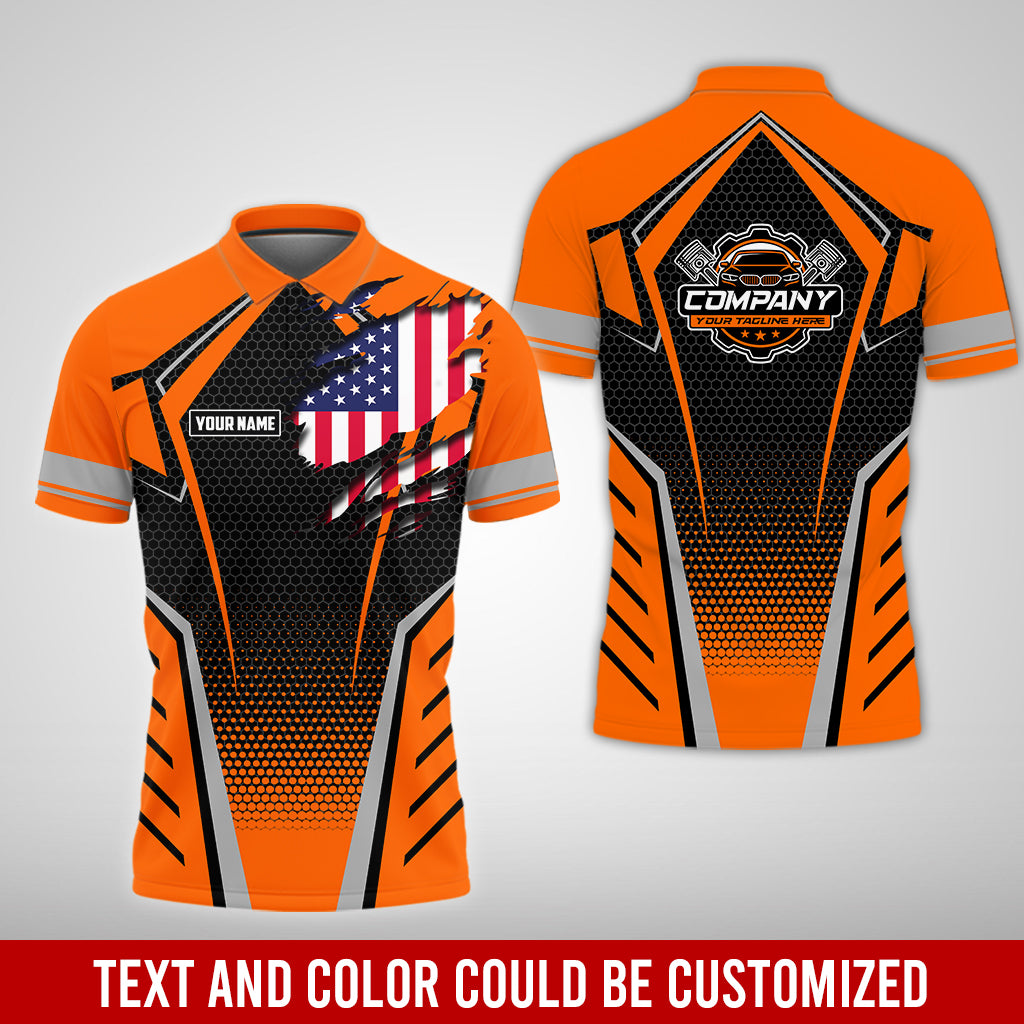 Custom Mechanic Shirt with Name, Orange Garage Uniform, Gift for Car Guys & Technicians, Comfortable Daily Fit, Perfect Garage Apparel