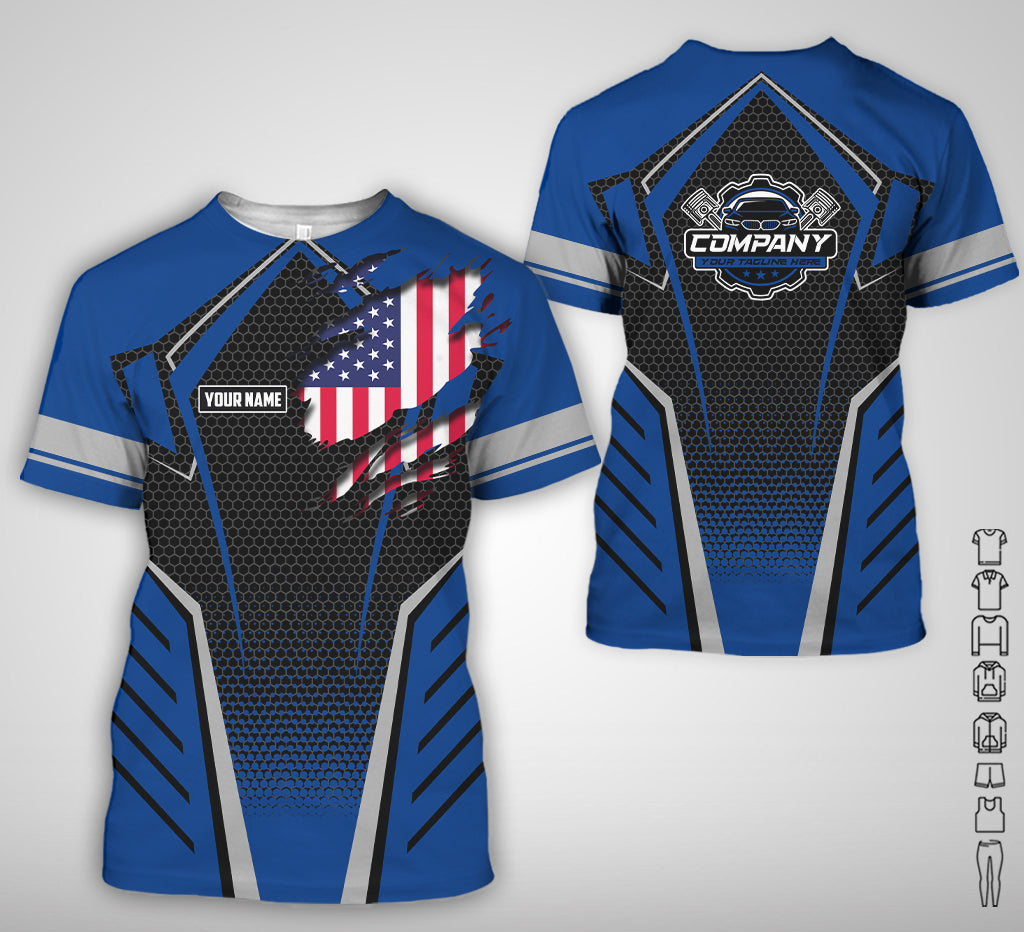 Custom Mechanic Shirt with Name, Navy Garage Uniform, Gift for Car Guys & Technicians, Comfortable Daily Fit, Perfect Garage Apparel