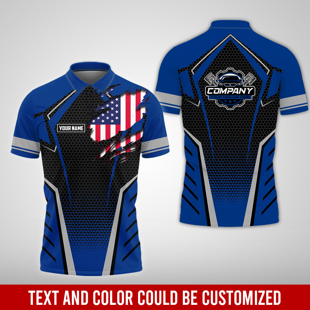 Custom Mechanic Shirt with Name, Navy Garage Uniform, Gift for Car Guys & Technicians, Comfortable Daily Fit, Perfect Garage Apparel