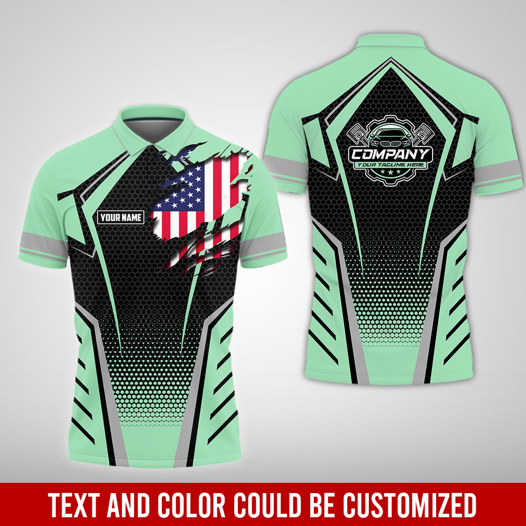 Custom Mechanic Shirt with Name, Seafoam Garage Uniform, Gift for Car Guys & Technicians, Comfortable Daily Fit, Perfect Garage Apparel