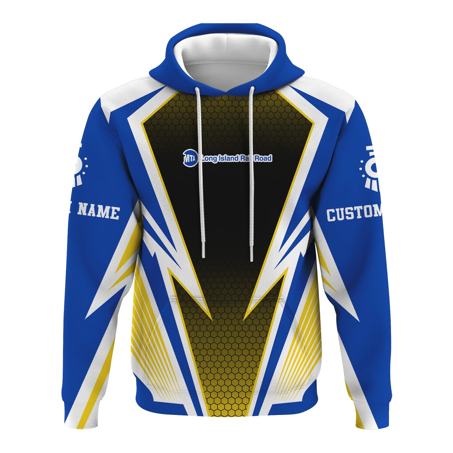 Railspirit Personalized Long Island Railroad Hoodie Lightning Graphic Style Zip Up Hoodie Gift Idea For Train Lover