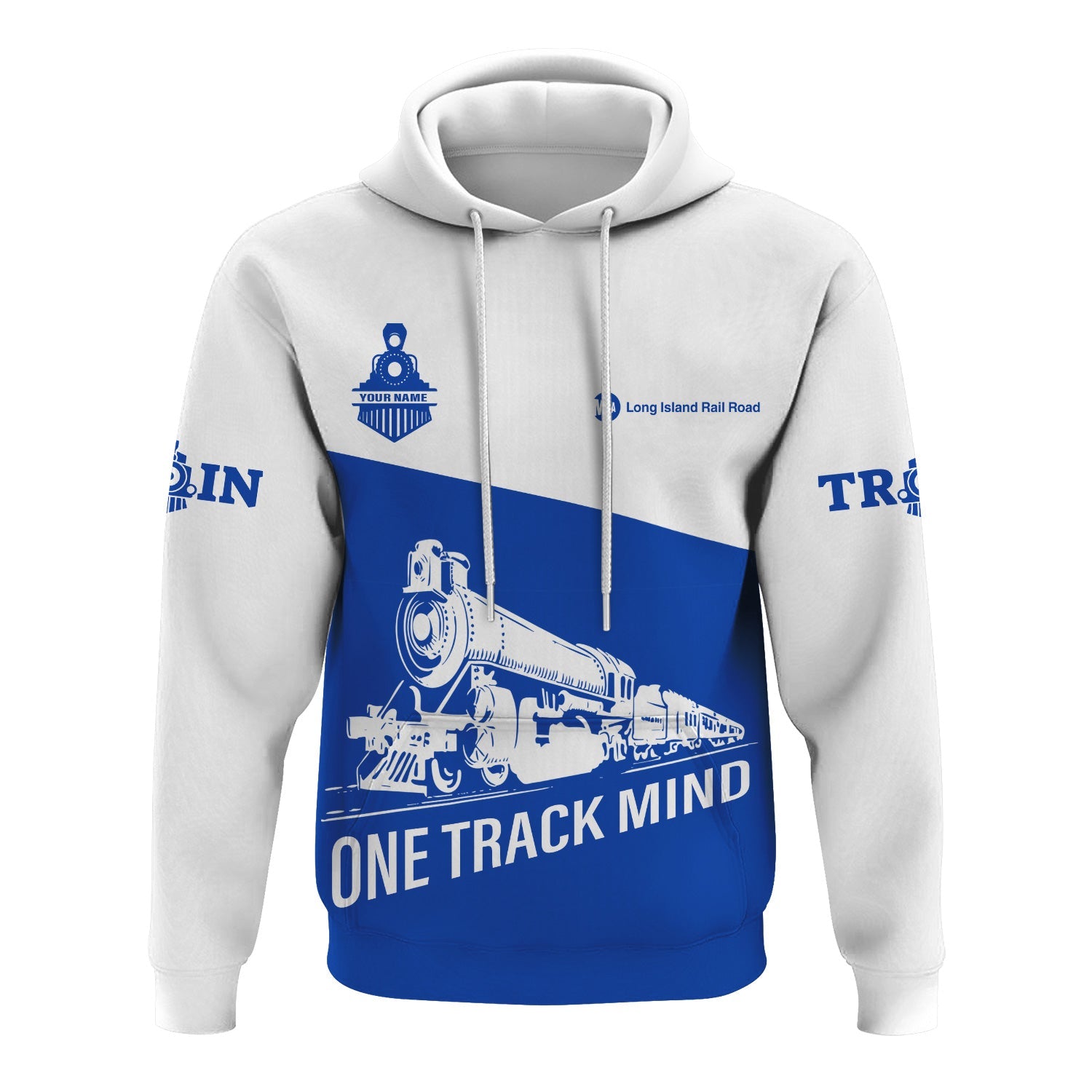 Railspirit Custom Name Long Island Railroad Hoodie One Track Mind Printed Zip Hoodie