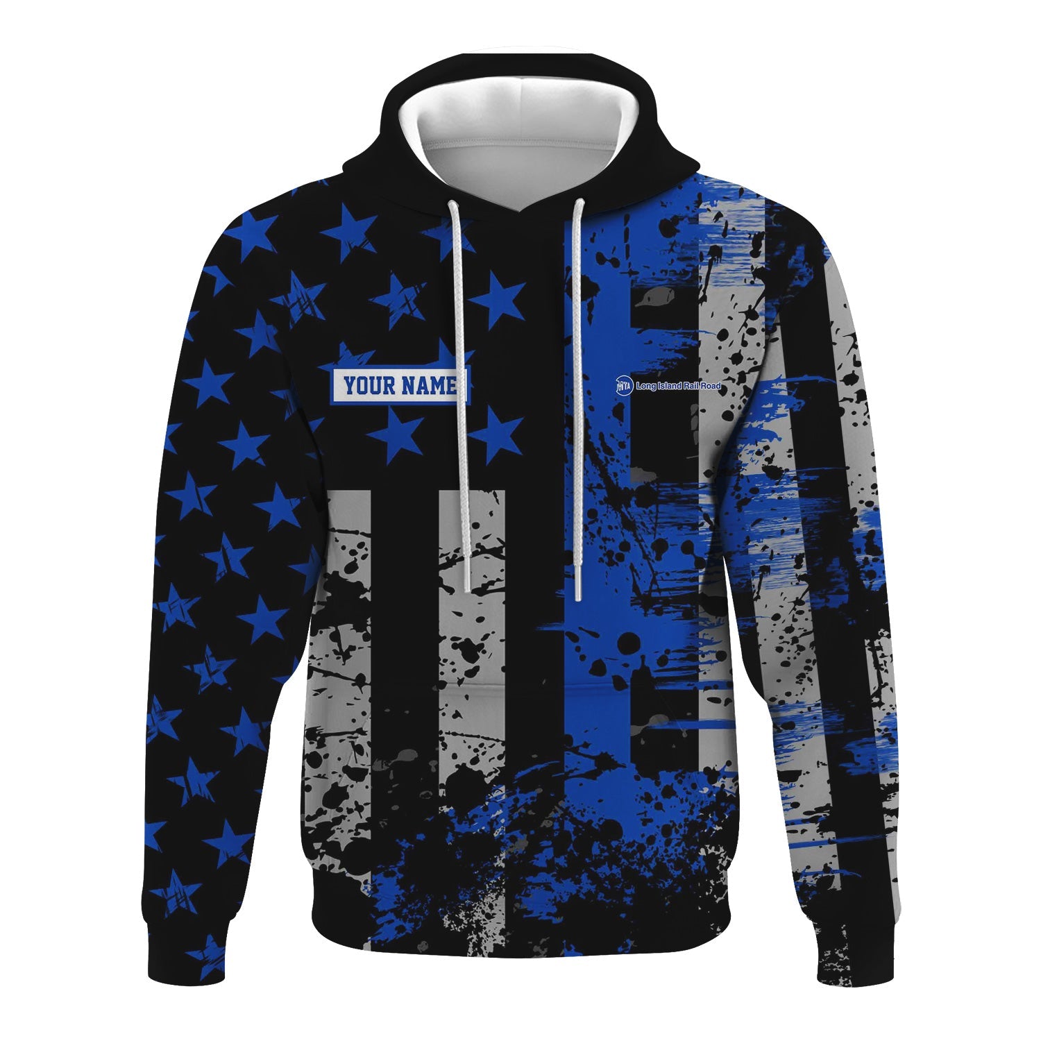 Railspirit Personalized Long Island Railroad Hoodie Artistic Paint American Flag Style Train Zip Up Hoodie