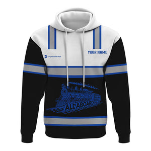 Railspirit Custom Name Long Island Railroad Hoodie Eat Train Sleep Repeat Printed Train Zip Hoodie