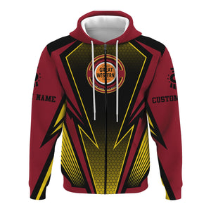 Railspirit Personalized Chicago Great Western Railroad Hoodie Lightning Graphic Style Zip Up Hoodie Gift Idea For Train Lover