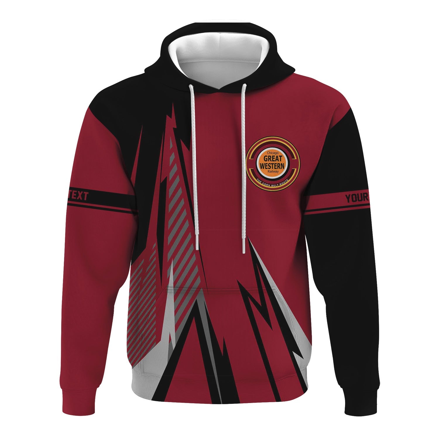 Railspirit Personalized Chicago Great Western Railroad Hoodie Lightning-Inspired Railway Style Zip Up Hoodie For Train Lovers