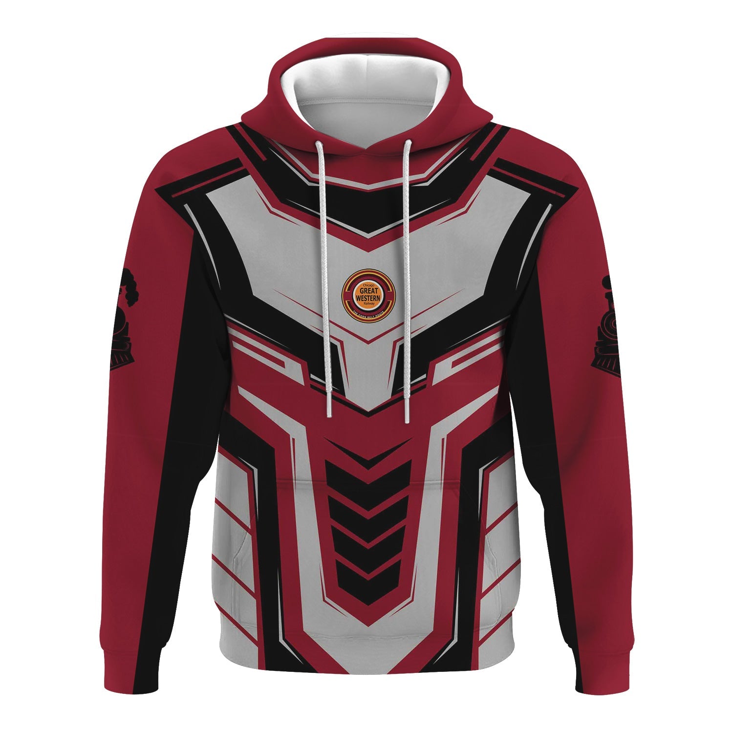 Railspirit Personalized Chicago Great Western Railroad Hoodie Armor-Inspired Design Train Zip Up Hoodie All Over Print