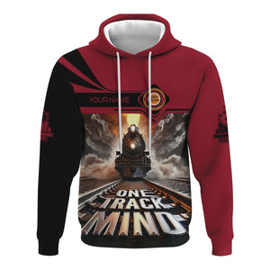 Railspirit Personalized Chicago Great Western Railroad Hoodie One Track Mind Train Printed ZIp Up Hoodie