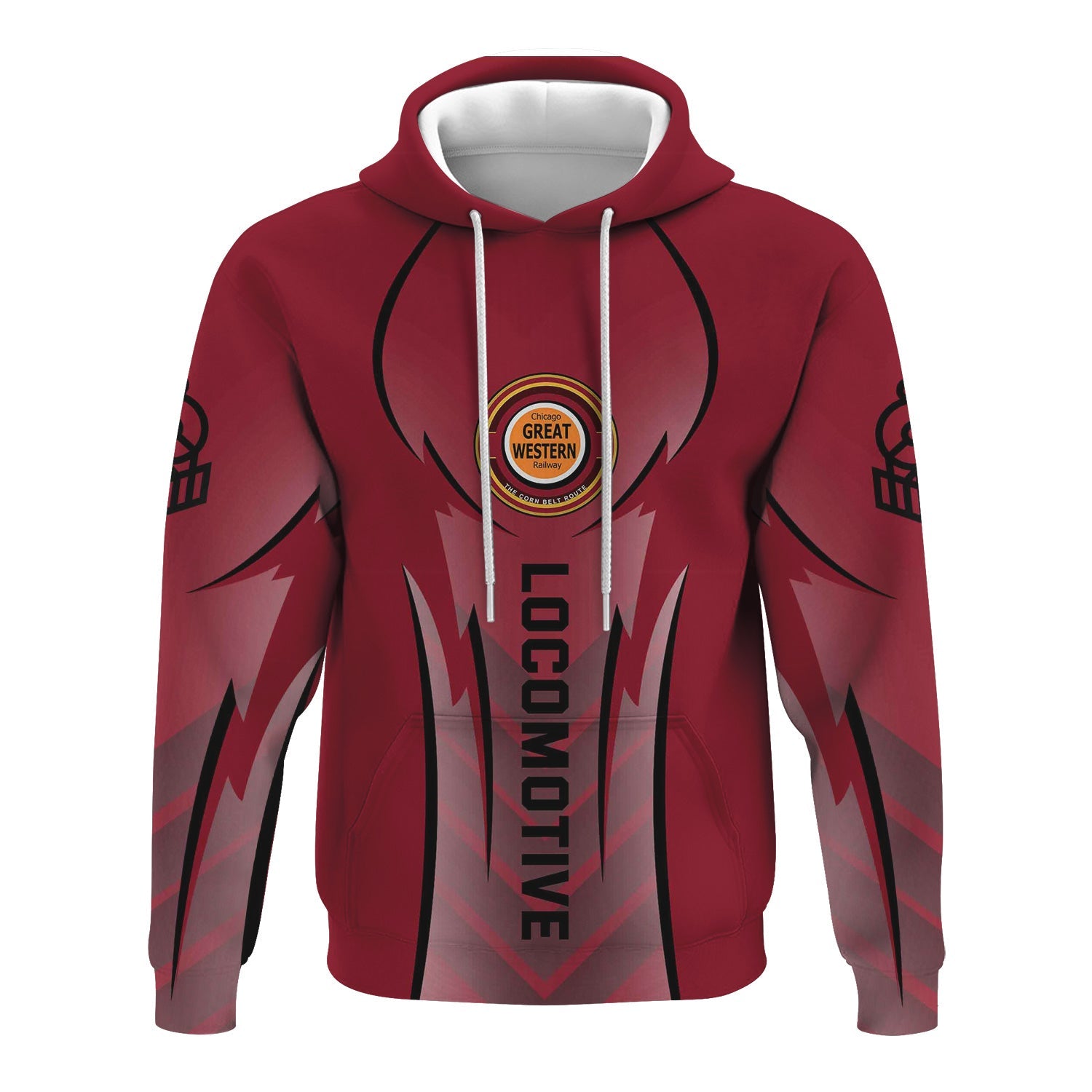 Railspirit Personalized Chicago Great Western Railroad Hoodie Striking Line Style Train Zip Up Hoodie For Locomotive Lovers