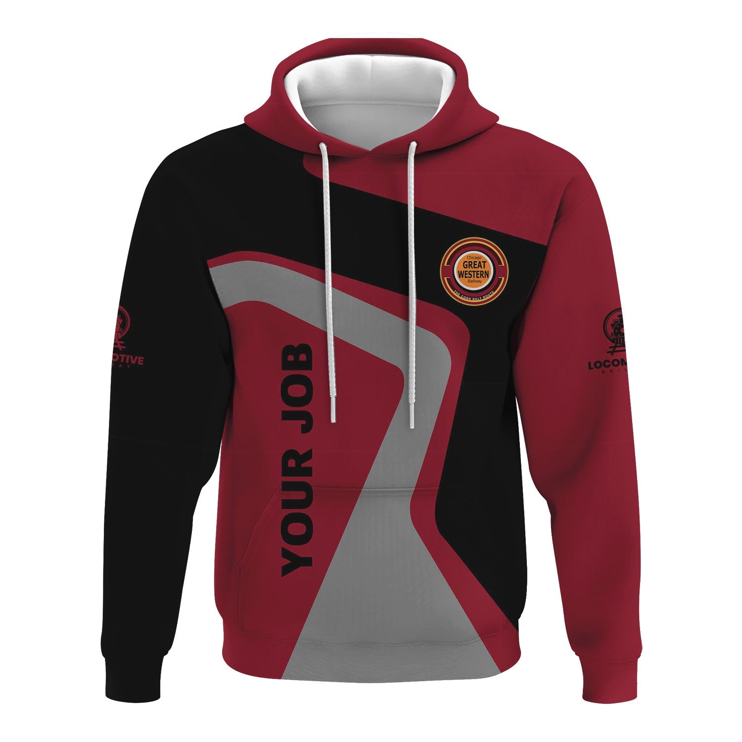 Railspirit Personalized Chicago Great Western Railroad Hoodie Unique Design with Custom Job Position Train Zip Up Hoodie