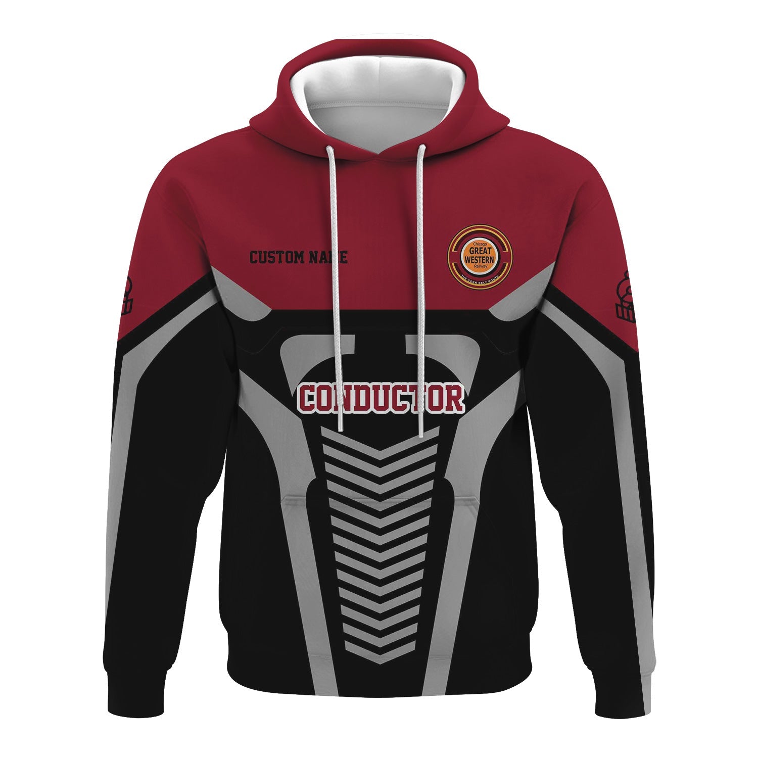 Railspirit Personalized Chicago Great Western Railroad Hoodie Track-Inspired with Custom Job Position Train Zip Up Hoodie