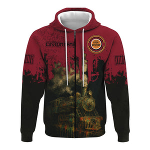 Railspirit Personalized Chicago Great Western Railroad Hoodie Vintage Train Art Style Zip Up Hoodie For Locomotive Fans